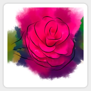 Red Camellia Bloom In Abstract Sticker